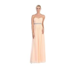 NWT May Queen MQ1169 Strapless Embellished Tie Back Gown